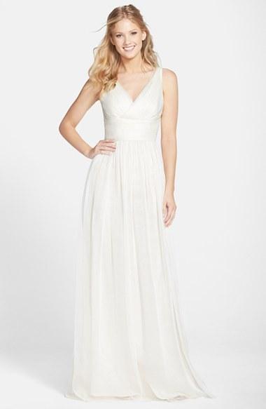 Hochzeit - Monique Lhuillier Bridesmaids Sleeveless Ruched Chiffon Dress (Nordstrom Exclusive)