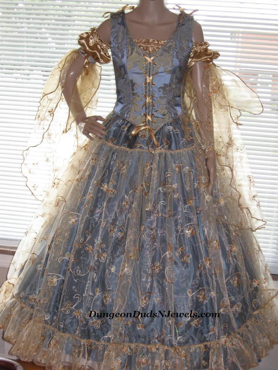 Mariage - DDNJ Choose Fabrics 4pc Gilded Fairy Queen Princess Renaissance Fantasy Larp Anime Wedding Plus Custom Made Your Any Size