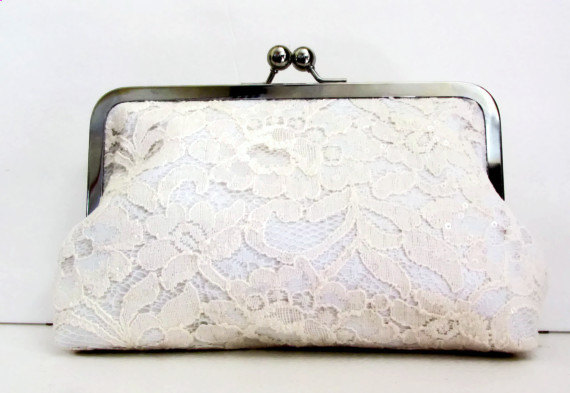 Свадьба - Bridal Clutch SILK AND LACE Clutch  with silk lining - the Ulitmate Luxurious Bridal Clutch