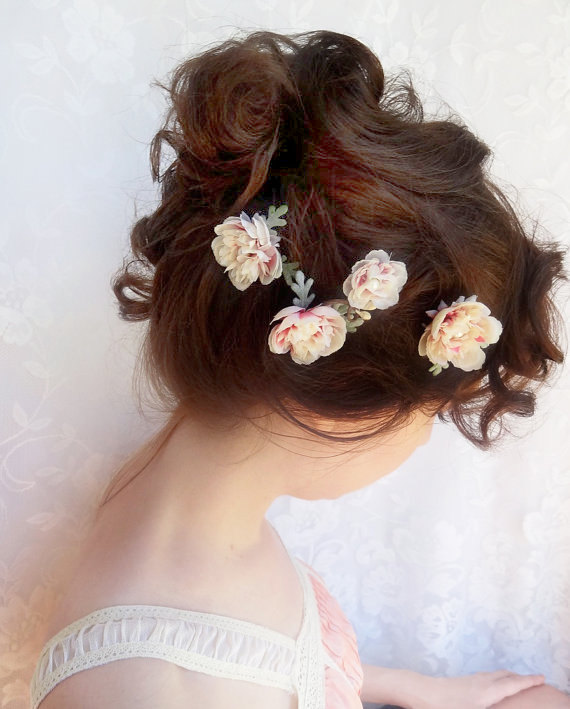 زفاف - bridal hair hair pins, flower hair pins, bridal headpiece, wedding hair piece, floral hair clips, bridal hair accessories, bridal hair clip
