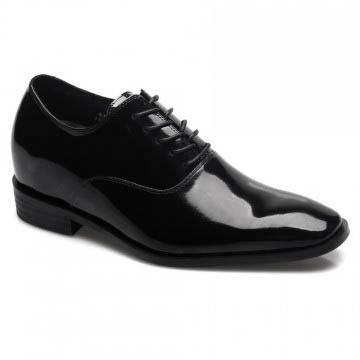 زفاف - Glossy patent leather tuxedo height increasing shoes for groom