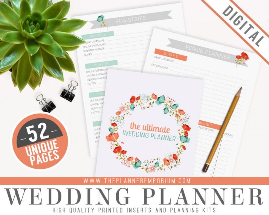 Wedding - Ultimate Wedding Planner Organizer Kit - Instant Download - Printable DIY - 52 Unique Pages - To Do List, Budgets and More - Wedding Binder