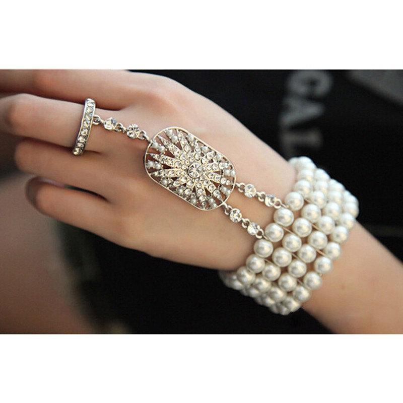 Hochzeit - Great Gatsby bracelet 1920s flapper wedding bridal accessories vintage