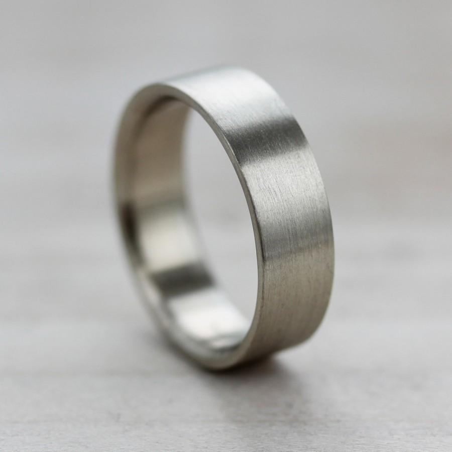 زفاف - 6x1.5mm Comfort Fit Flat Men's Wedding Band - Recycled, Eco-friendly, Ethical Wedding Ring - Modern Custom Made Gold or Palladium Ring