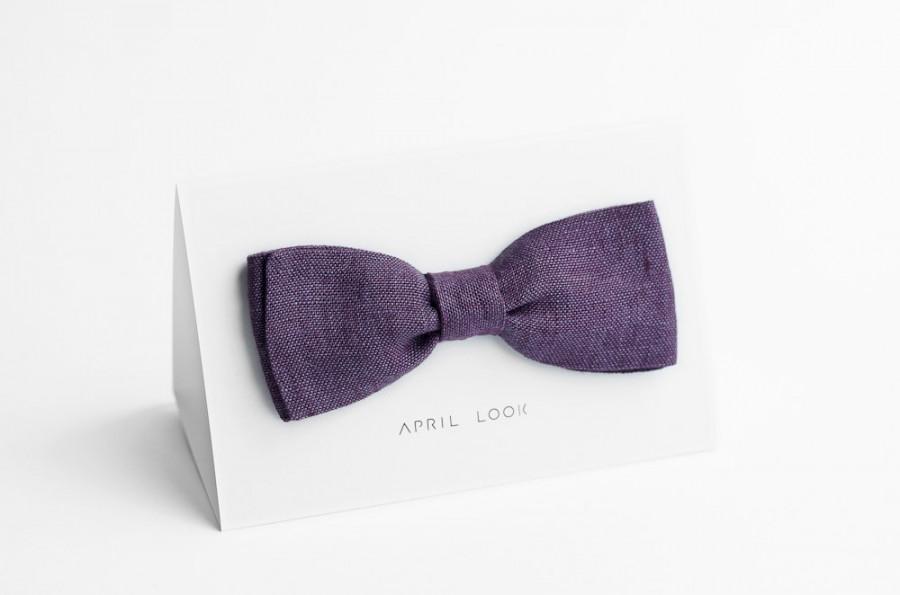 زفاف - Men's self tie bow tie, dark violet, eggplant - double sided