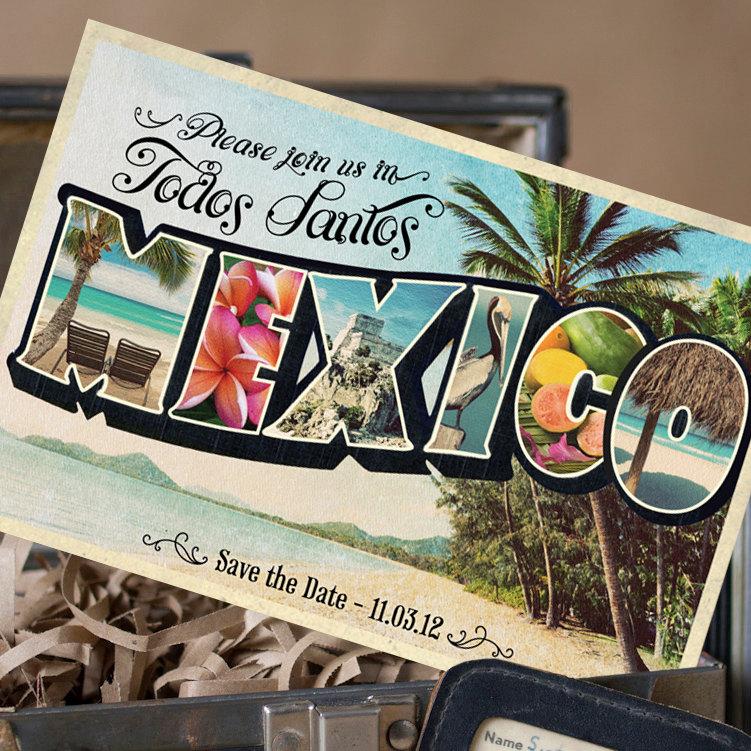 Mariage - Vintage Large Letter Postcard Save the Date (Mexico) - Design Fee