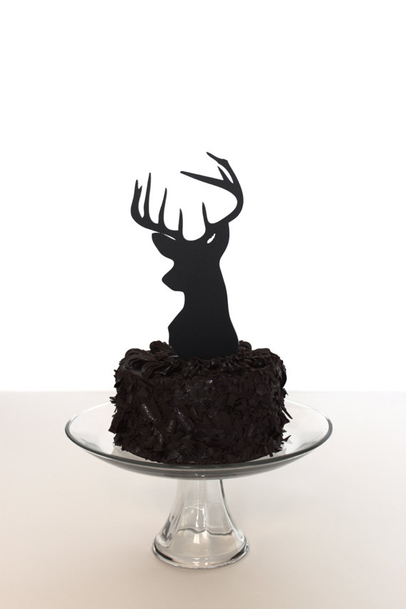 Mariage - Groom's Cake Topper: matte black deer head