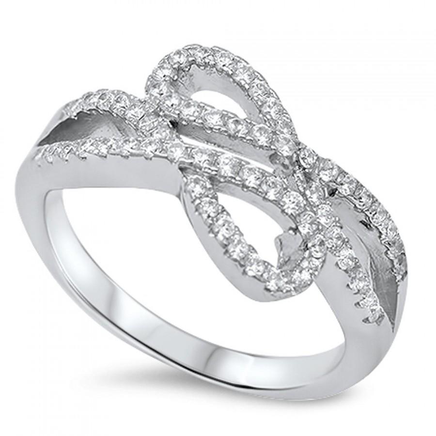 Свадьба - Promise Double Infinity Ring Crisscross Twisted Kont Crossover Double Infinity Pave Russian Diamond CZ Solid 925 Sterling Silver Love Ring