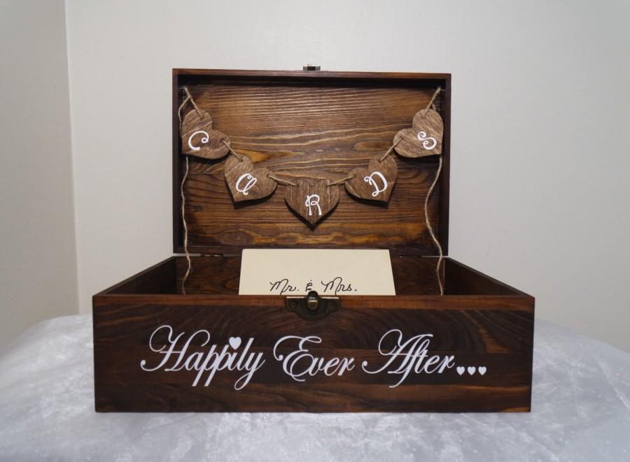 Hochzeit - Stained Wedding Happily Ever After Card Placement Box, Wedding Card Box, Card Placement Box for Weddings, Stained Happily Ever After Box