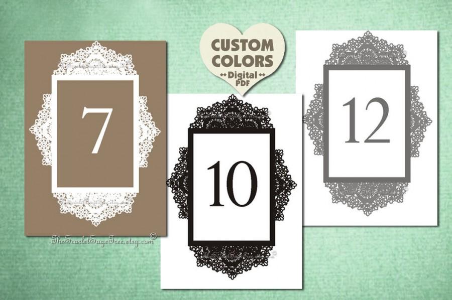 Mariage - PRINTABLE Table Number Custom Color LACE Diy Wedding Decor Decoration Setting Seating Sign Template Country Rustic Vintage Idea Online Cheap