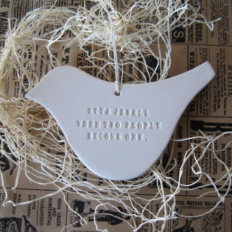 زفاف - CUSTOM dove ornament personalized with names, date, or words of your choice- a text tile decoration by Paloma's Nest