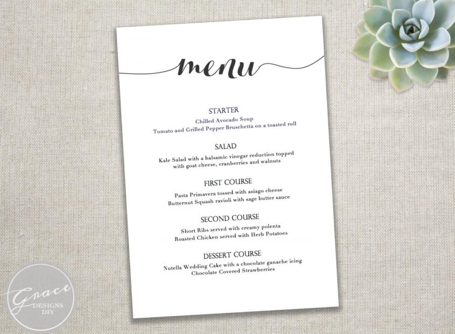 Free Wedding Menu Template For Word