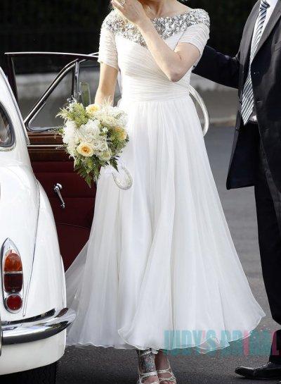 زفاف - Sparkles sequins top rock element chiffon short wedding dress