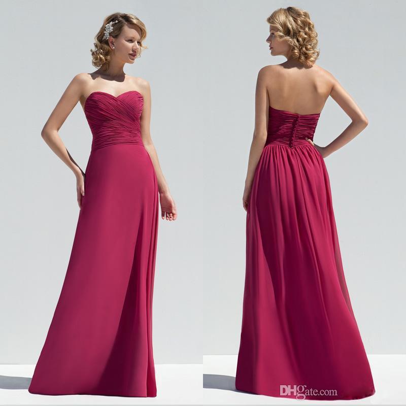 Hochzeit - 2016 New Taylor Swift Chiffon Burgundy Sweetheart Gown Sash Zipper Pleats Ruching Backless Floor-length Bridesmaid Dresses 0008 Online with $70.96/Piece on Hjklp88's Store 