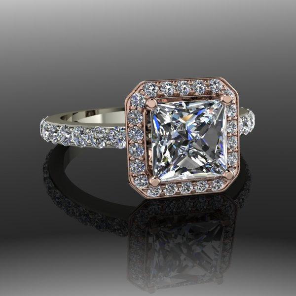 زفاف - Forever Brilliant  Moissanite and Diamond Halo Engagement Ring 2.54 CTW