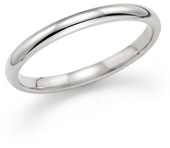 Wedding - Polished Comfort Feel Wedding Ring in 14K White Gold