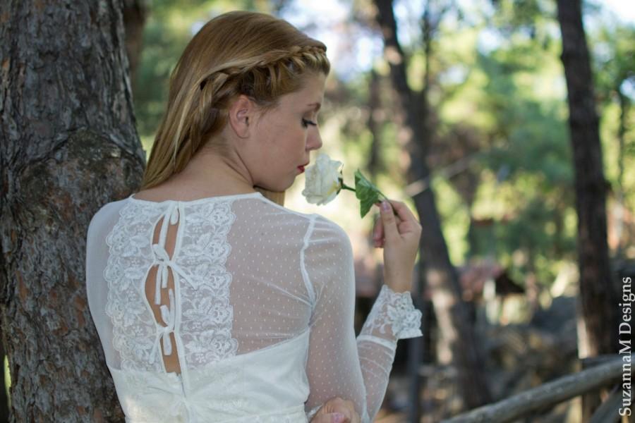 Hochzeit - Ivory Wedding Dress Romantic Long Bridal Gown Two Part Silk Dupioni  Long Sleeve Wedding Dress Handmade  by SuzannaM DesignsVintage Gown