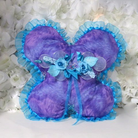 Hochzeit - Wedding Ring Bearer Pillow Purple And Turquoise - Purple And Turquoise Wedding - Ringbearer Pillow - Butterfly Wedding - Wedding Pillow