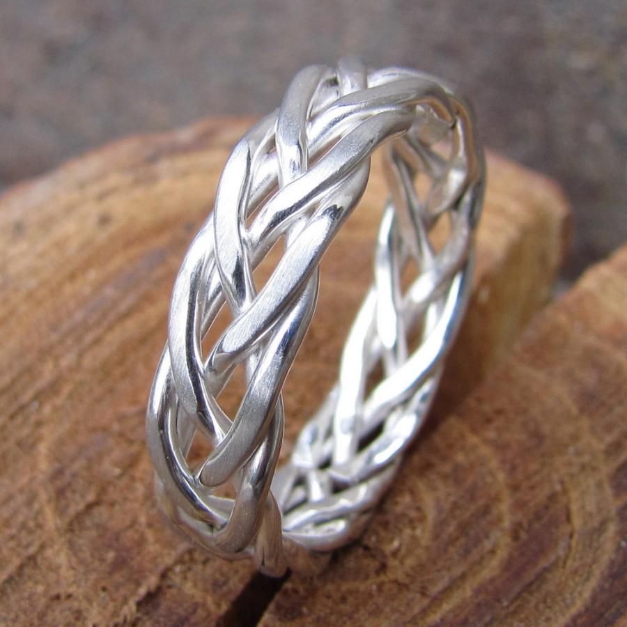 زفاف - 5 Wire Braided Silver Ring