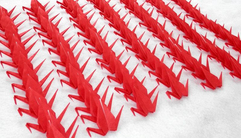 Wedding - Origami Cranes - 100 small Red Origami Paper  Cranes