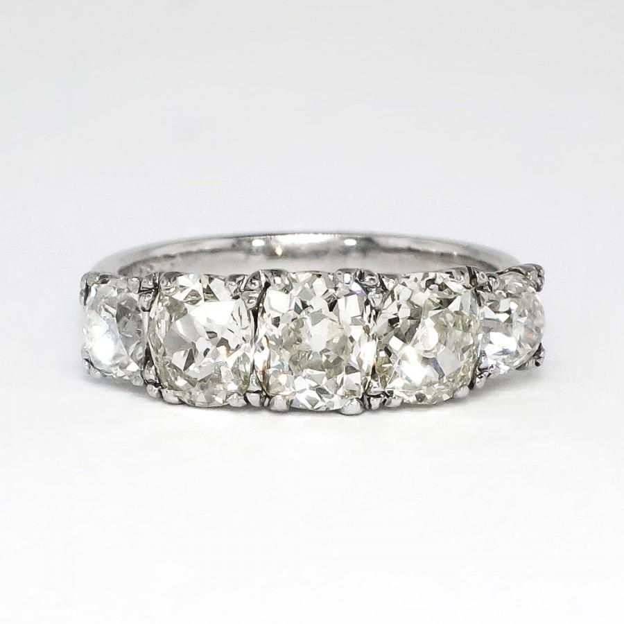 Mariage - SALE Glittering 3.49ct t.w. 1920's Anniversary Five Stone Old Cut Diamond Band Ring Platinum