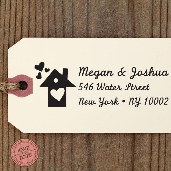 Mariage - CUSTOM ADDRESS STAMP - Eco Friendly & self inking, gifts for wedding, housewarming, etsy labels, return address stamp "House3"