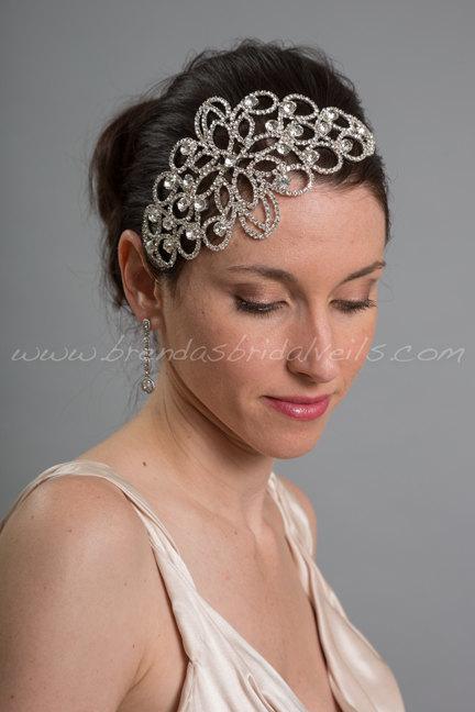 زفاف - Rhinestone Bridal Hair Comb, Crystal Hair Piece, Wedding Head Piece, Rhinestone Fascinator - Stella