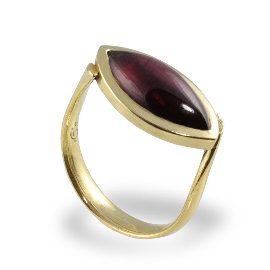 Wedding - Marquis Gold Ring, Garnet Gold Ring, Statement Ring, Gemstone, Red Stone, Handmade Engagement, Fine Jewelry, alternative, unique, gift ideas