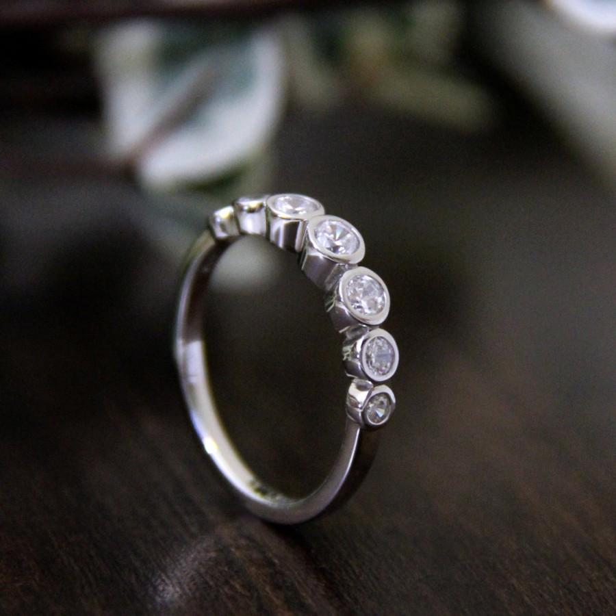 Hochzeit - 0.5 Carat Total Engagement Ring-Round Cut Diamond Simulants-Stackable Ring-Promise Ring-Eternity Ring-925 Sterling Silver-R21716