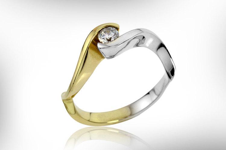 Свадьба - Unique Engagement Ring - 14k Gold Diamond Ring - Solitaire Ring - Custom Design Jewelry - Nuritdesignjewelry - Free Shipping