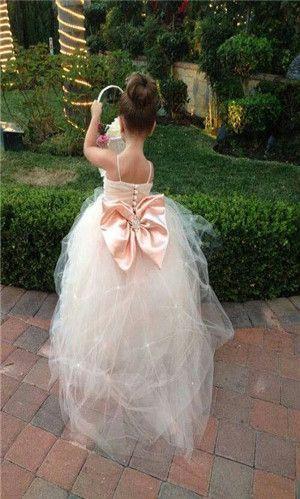 Mariage - Flower Girl Dresses 2015 Spaghetti Straps Sleeveless Sequins Sash Ball Gown Tulle Zipper Bowknot Girls Pageant Dresses_2015 Girls Pageant Dresses_Flower Girls Dresses_Wedding Party Dresses_Buy High Quality Dresses From Dress Factory