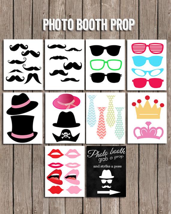 زفاف - 70% OFF SALE Photo Booth Props Download – Printable Photobooth with Mustache/Lips/Glasses/Crown/Wedding Signs - Wedding Party Decoration