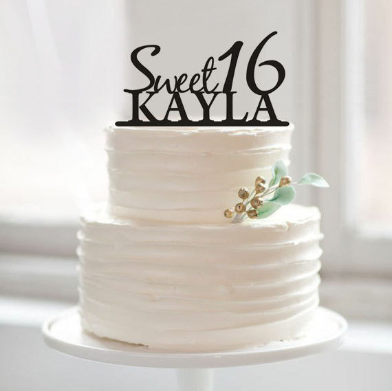 Свадьба - Sweet 16 cake topper,custom baby name cake topper,sweet sixteen birthday cake topper,cake decorations,unique baby shower cake topper 44186