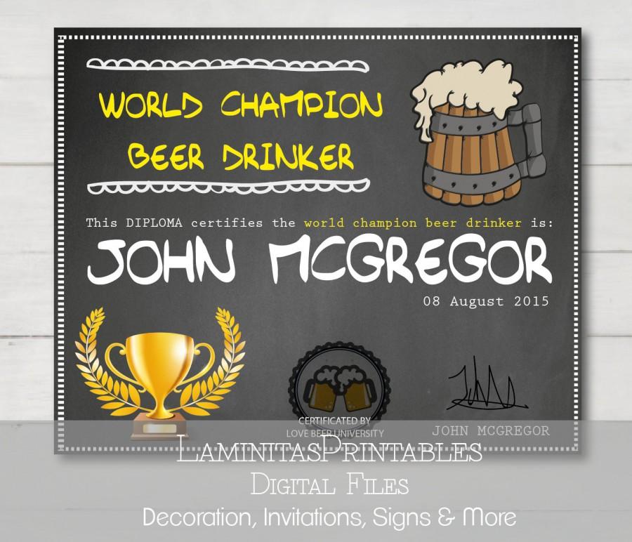 Mariage - Gift certificate, gift certificate template, bachelor party gifts, photography gift certificate, beer drinker, beer sign, bachelor party