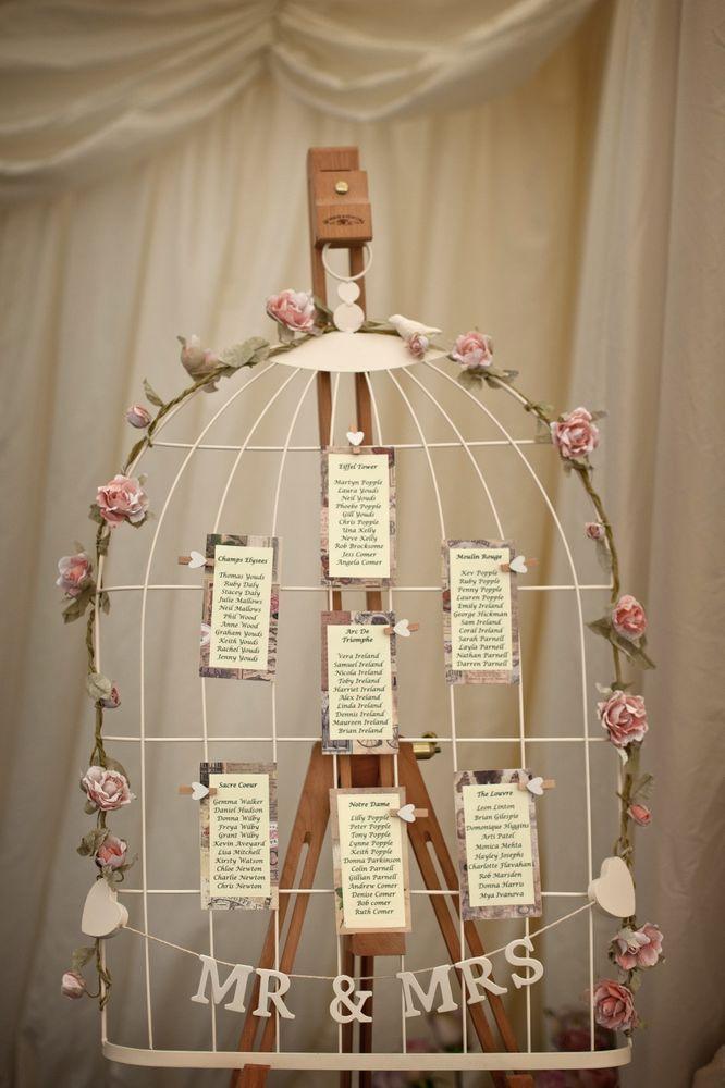 زفاف - Wedding Table Plan, Birdcage, Shabby Chic / Vintage, With Heart Pegs