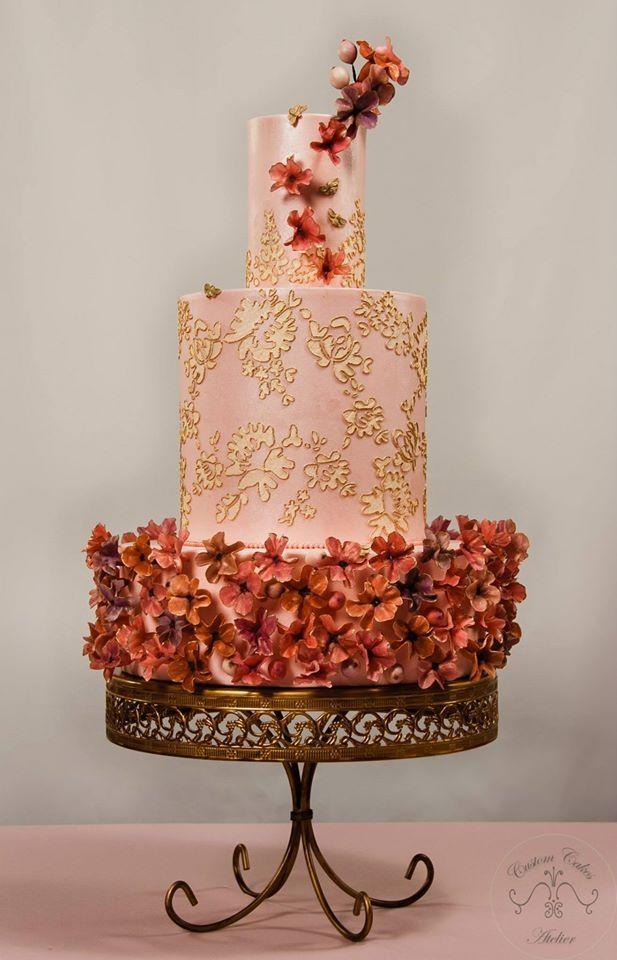 Wedding - Pretty Tiny Flowers Wedding Cake 