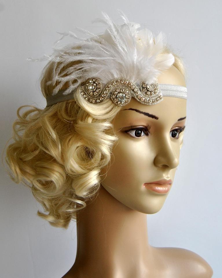 زفاف - The Great Gatsby,20's flapper Vintage Inspired Bridal 1920s Headpiece Bridal Wedding 1930's Rhinestone headband flapper headpiece