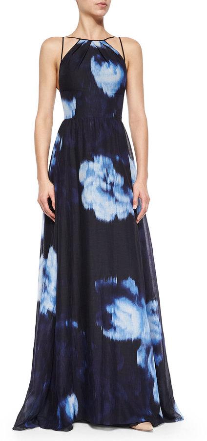 زفاف - Lela Rose Floral Ikat-Print Strappy Gown