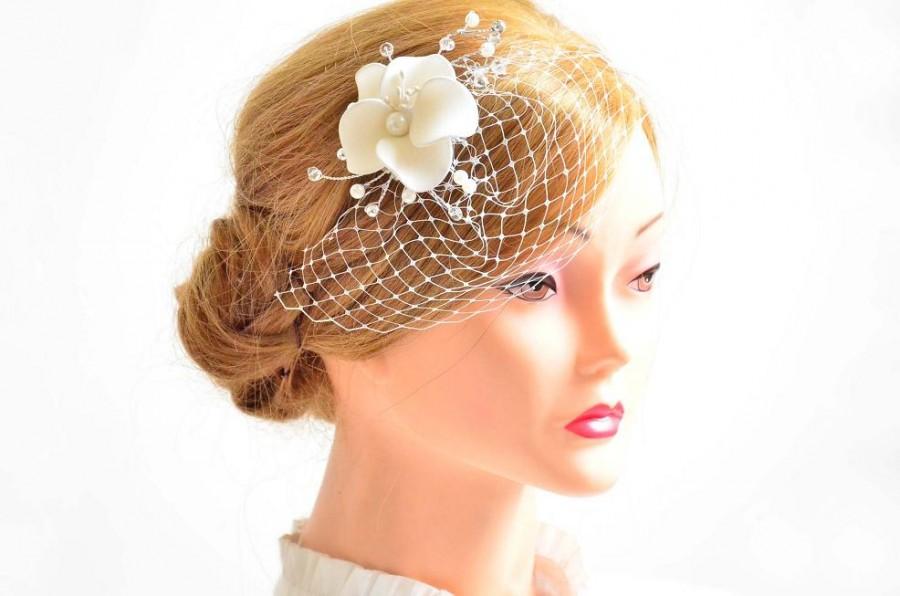 زفاف - Birdcage veil headband
