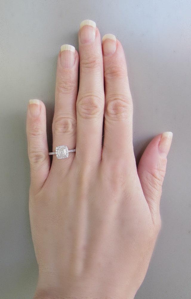 Wedding - Vintage diamond engagement ring, .80ct diamond halo ring, diamond engagement ring, Estate diamond ring