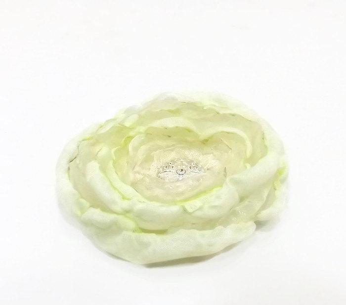 Wedding - Victorian Shabby Chic Bridal Hair Flower Clip Pale Green