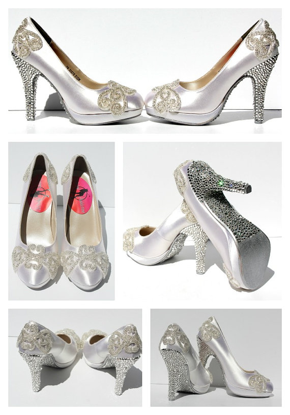 Hochzeit - Gatsby Inspired Swarovski Crystals Wedding Heels