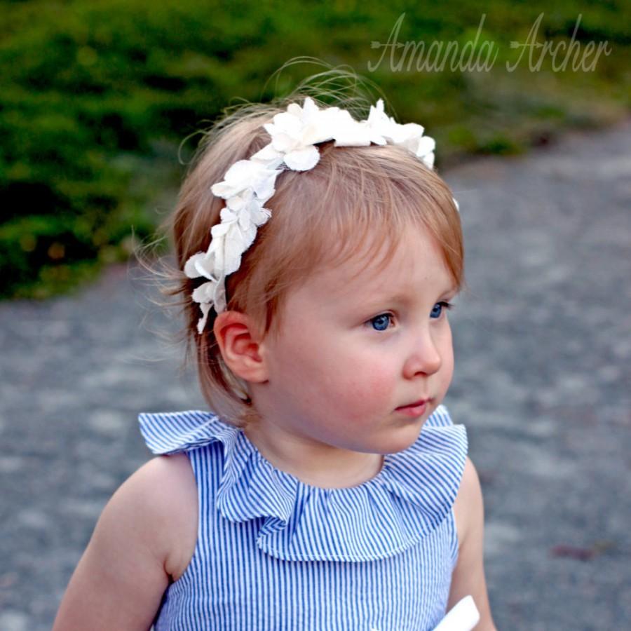 Wedding - Flower Girl Headband, ivory lace