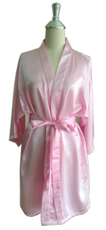 Hochzeit - Light Pink Satin Bridesmaids robes Kimono Crossover Robes Spa Wrap Perfect bridesmaids gift, getting ready robes, Bridal shower party favors