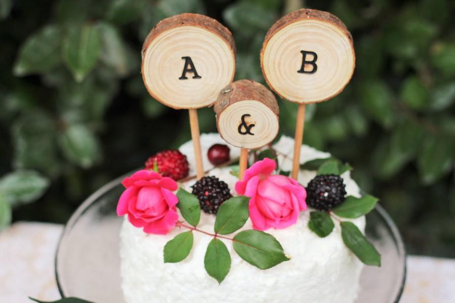 زفاف - Cake Topper with initials, wood cake topper, wedding cake topper, rustic cake topper