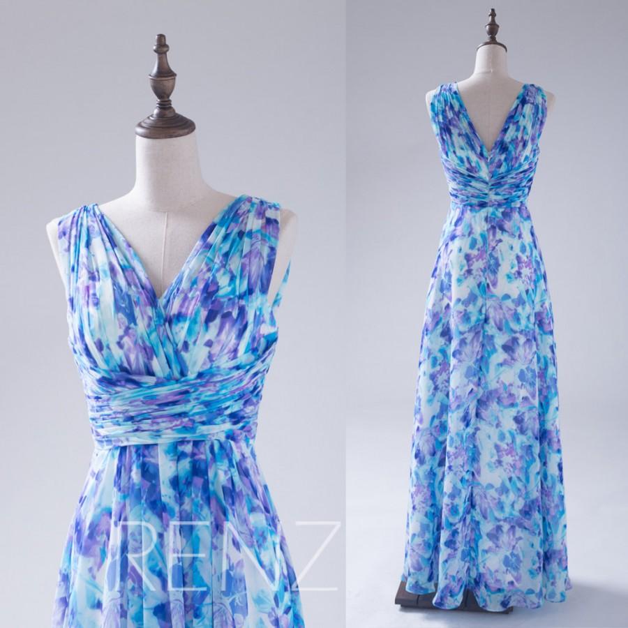 Mariage - 2015 Blue Flower Bridesmaid Dress,Deep V neck Prom Dress,Long Evening Gown,Sweetheart Floor Length Formal Dress,Empire Elegant (H036)