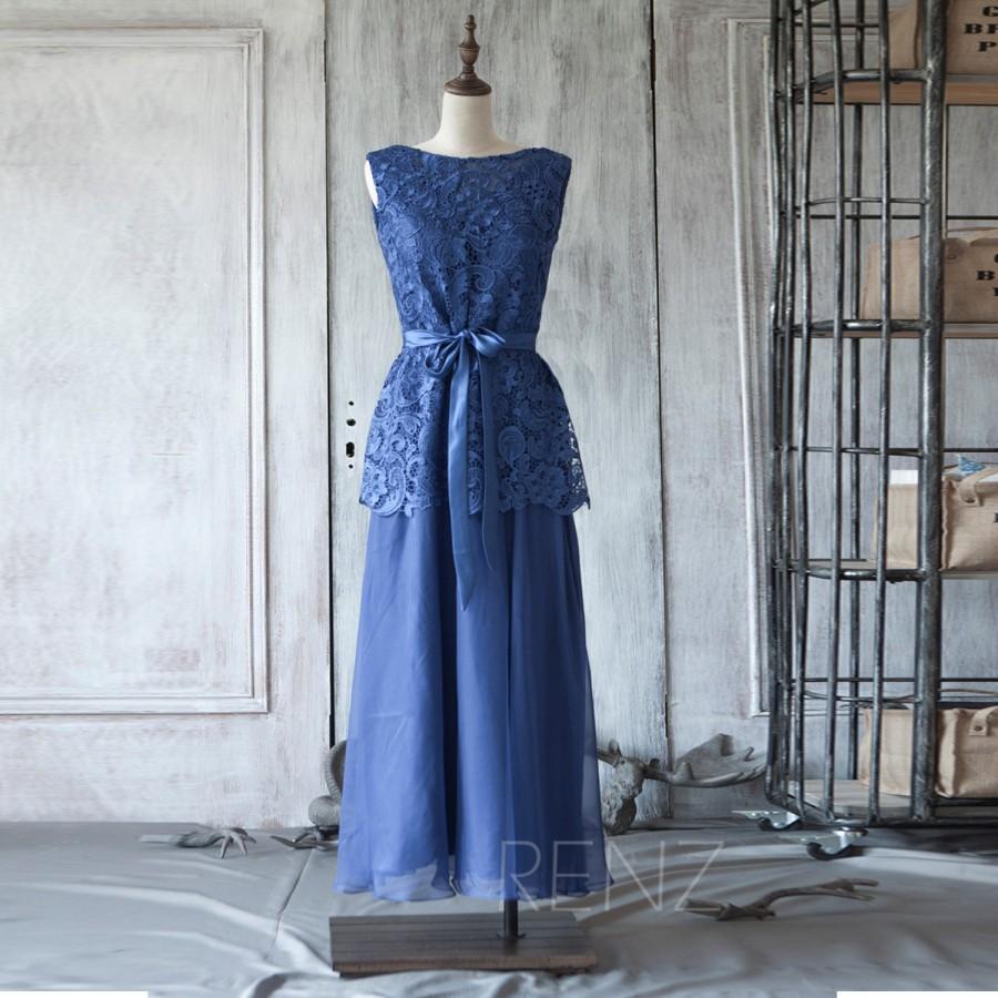 Wedding - 2015 Royal Blue Bridesmaid dress, Wedding dress, Lace Chiffon party dress, Formal dress, Floor-length dress (F010B)
