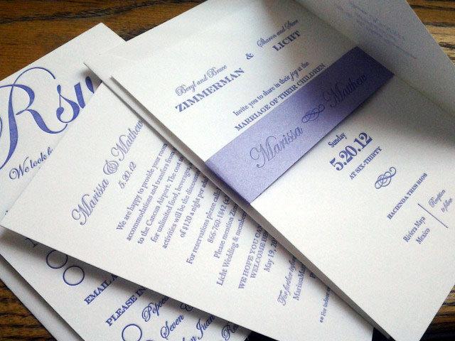Mariage - Contemporary Monogram Lilac Metallic Marriage Wedding,letterpress,letterpressed wedding invitation,custom card,wedding,invitation,deposit