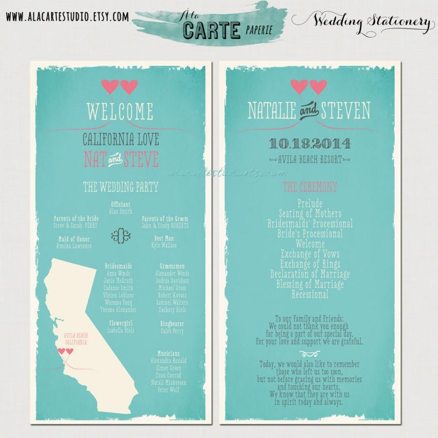 Hochzeit - State Love Wedding Ceremony Program Card - Wedding Program - Ceremony Card - Design fee