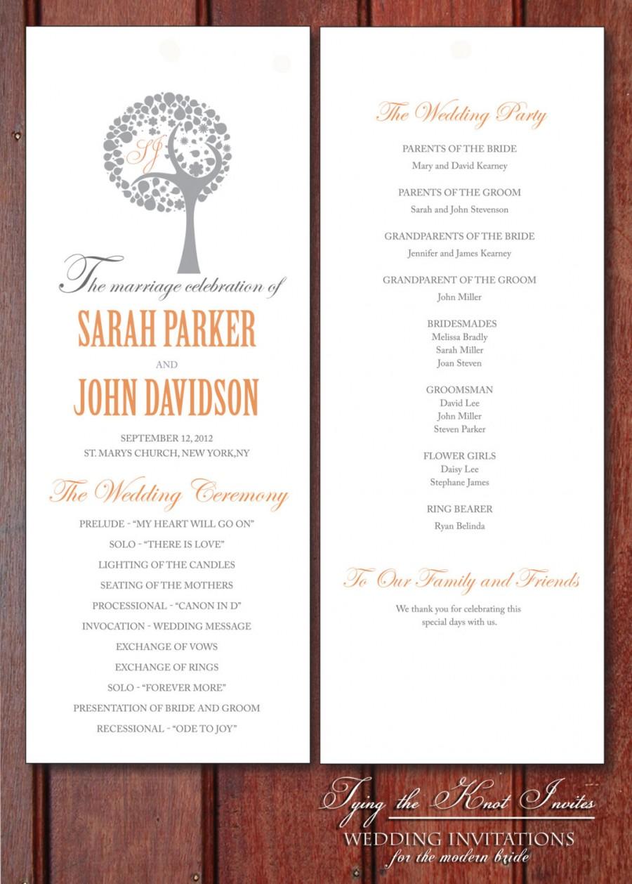 Свадьба - Wedding Program - Beautiful Tree offset print